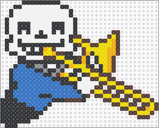 Sans w/ Trumpet !! - blue, brown, character, cotdtrumpets, sans, sprite, trumpet, undertale, video game, video games, yellow