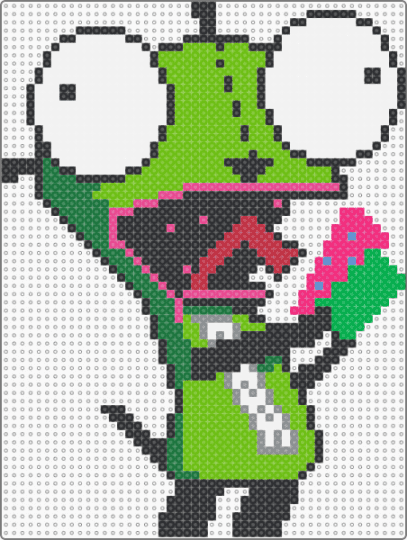 GIR eating a Cupcake !! ^_^ - green,gir,invader zim,scene,scenecore,scene kid,emo,jhonen vasquez,cupcake