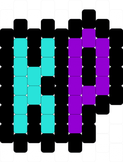 Kandi Pad Logo Charm (Abv.) - light blue,purple,cotdkandipad,kandipad,logo,peyote stitch,teal,kp,black