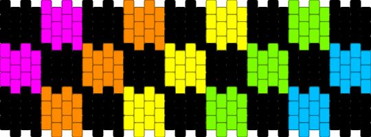 Rainbow and Black Checkered Cuff (Multistitch) - black,green,yellow,orange,multistitch,rainbow,scene,scenecore,scene kid,checkered,emo