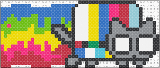Trippy Nyan Cat WIP - blue, gray, red, yellow
