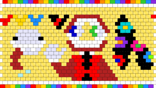 tadc cuff (pt3) - yellow,red,tadc,the amazing digital circus,bubble,caine,abstraction