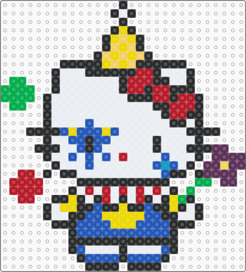 Clown hello kitty - white,blue,yellow,red