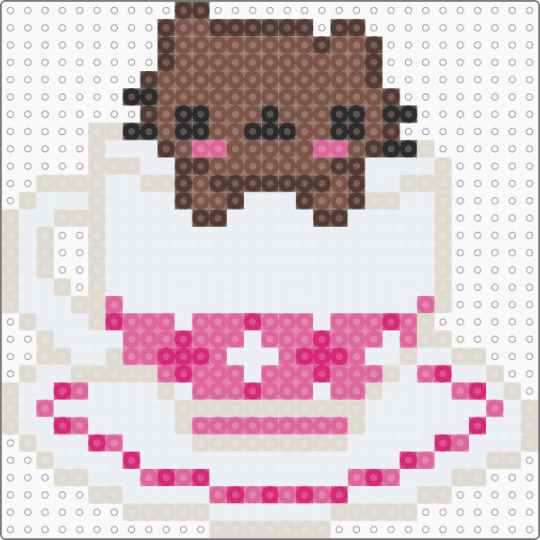 Tea cup mouse - beige,pink