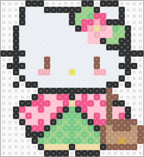 Flower hello kitty - white,teal,pink,tan,colorful