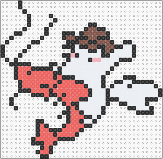 Cat riding shrimp - white,red