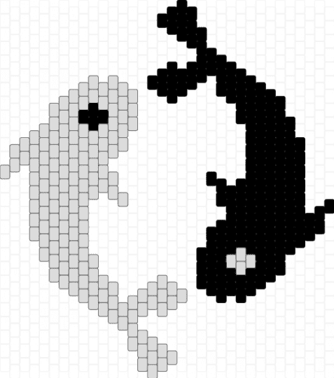 Yin Yang Fish - black,white