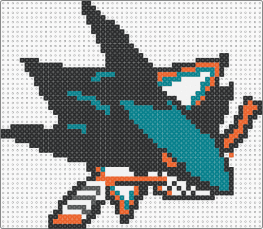 San Jose Sharks perler - black,teal,hockey