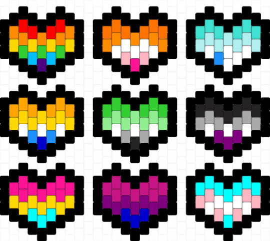 Pride hearts (set 1) - black,pink,yellow,colorful,pride,rainbow,lgbtq