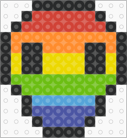 Rainbow Skull-Fuse Bead Pattern - red,orange,yellow,green,fuse bead,skull,pride,rainbow