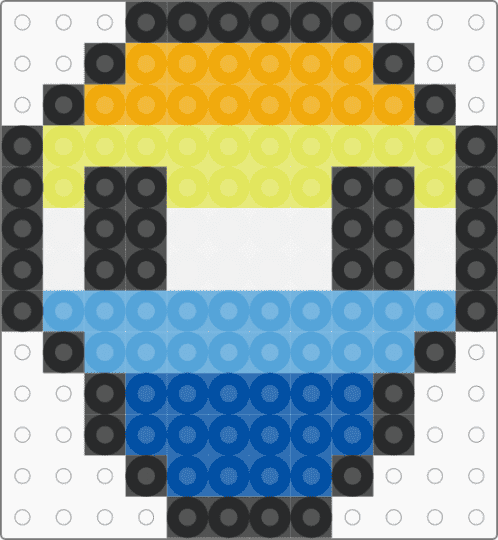 Aromantic Acesexual 1 Skull-Fuse Bead Pattern - yellow,light blue,blue,aromantic,acesexual,pride,fuse bead