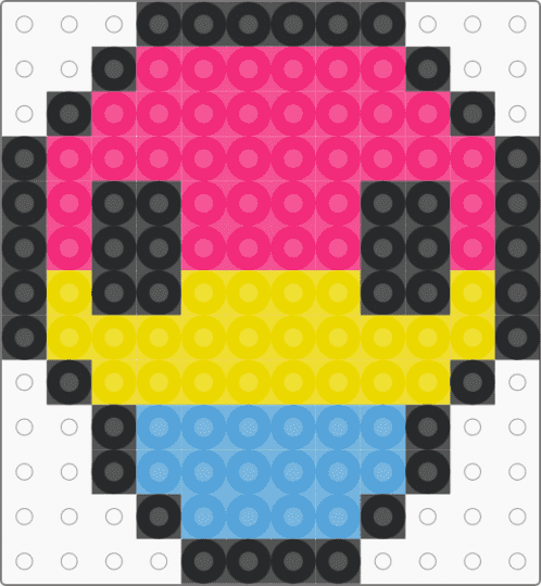 Pansexual Skull-Fuse Bead Pattern - pink,fuse bead,skull,pride,pansexual