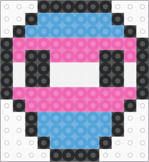 Transgender Skull-Fuse Bead Pattern - light blue,pink,transgender,fuse bead,skull,pride