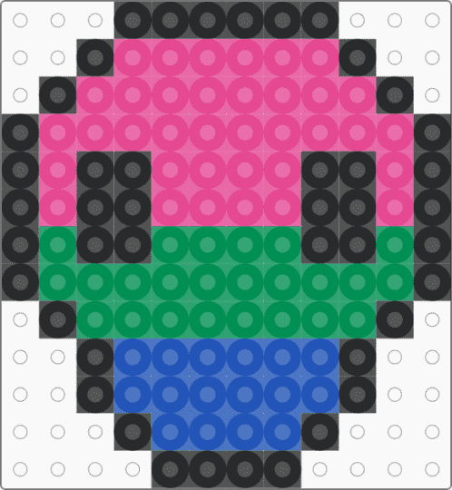 Polysexual Skull-Fuse Bead Pattern - pink,fuse bead,skull,pride,polysexual