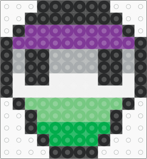 Aromantic Acesexual 2 Skull-Fuse Bead Pattern - pink,teal,aromantic,acesexual,pride,fuse bead,skull