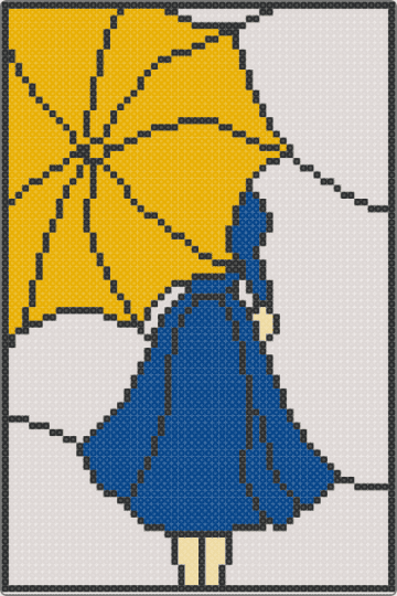 Stain5 - beige,person,girl,umbrella,rain,stained,glass,clear,art