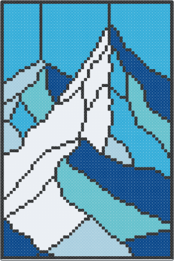 Stain28 - mountain,snow,stained,glass,blue,light blue,cold,winter