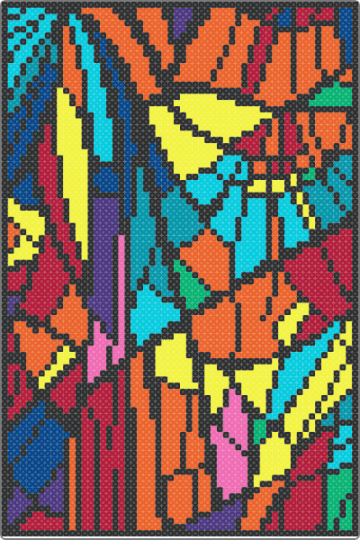 Stain2 - black,orange,red,light blue,colorful,rainbow,stained,glass,abstract,big,large,canvas