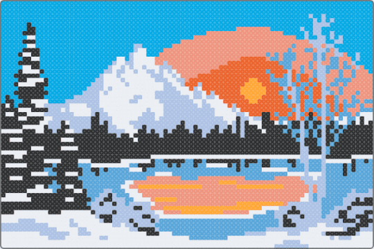 BobRoss7 - orange,light blue,bobross,nature,canvas,painting,art,scenery