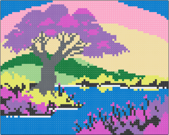 BobRoss10 - pink,blue,beige,portrait,nature,scenery,canvas,bobross
