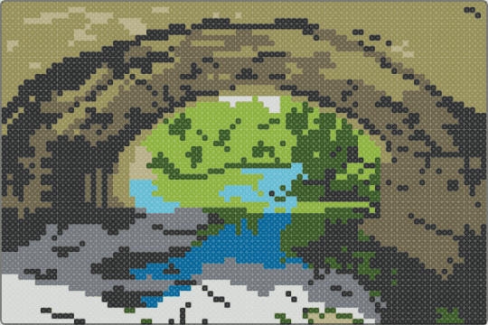 Arch9 - gold,tan,nature,bridge,stone,rock,river,water,canvas,realism