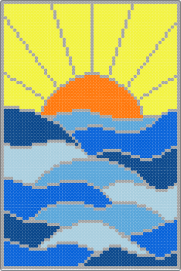 Stain3 - light blue,yellow,blue,sunrise,sunset,sun,ocean,waves,stained,glass,water
