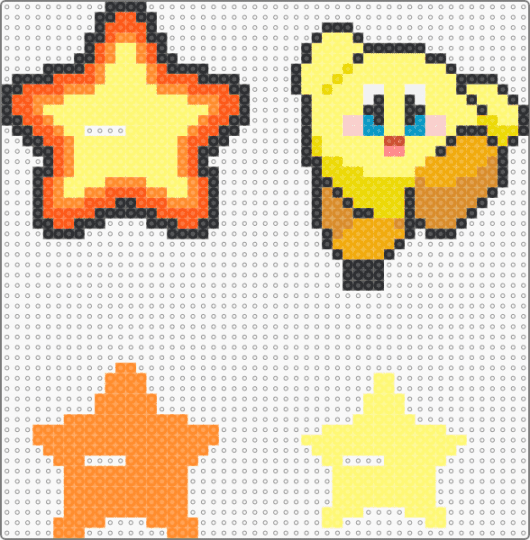 Yellow Kirby with Trilayer Star Stand - orange,yellow,kirby,yellow kirby