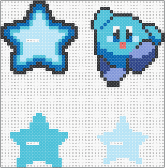 Blue Kirby with Trilayer Star Stand - light blue,kirby