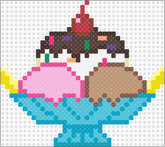Ice Cream Sundae - light blue,pink,brown,beige,food,icecream