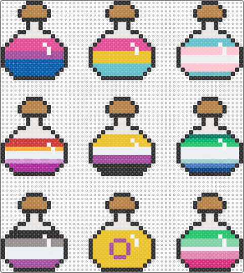 pride potions - pink,yellow,teal,colorful,pride,easy,queer,love,magic