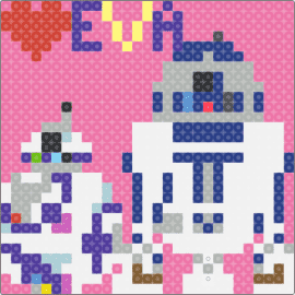 BB-7 & R2-D2 for Eva (AA) - One 29x29 panel - star wars,r2d2,bb7,scifi,movies,robots,droids