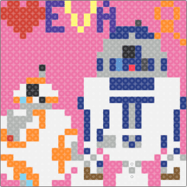 BB-8 &R2-D2 for Eva (AA) - one 29x29 panel - star wars,r2d2,bb8,scifi,movies,robots,droids
