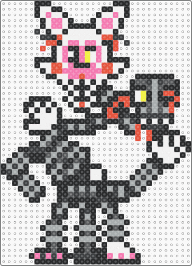 FNAF 2 the mangle (Mini perler) - black,gray,fnaf,five nights at freddys,mangle,the mangle,fnaf 2,five nights at freddys 2,foxy,funtime foxy