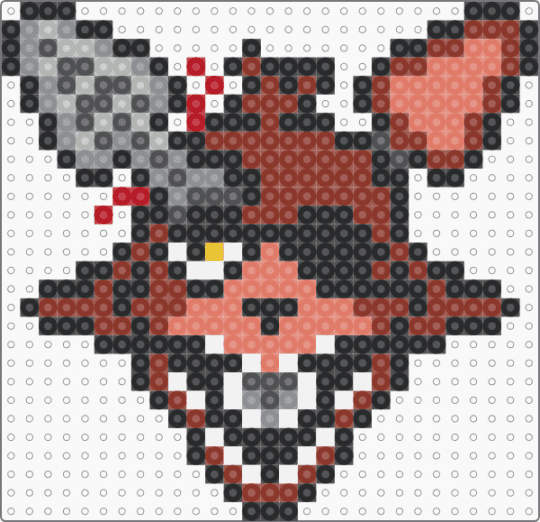 FNAF 2 withered foxy (mini perler) - black,gray,red,orange,fnaf,fnaf 2,five nights at freddys,five nights at freddys 2,foxy,withered foxy,withered,foxy the pirate fox