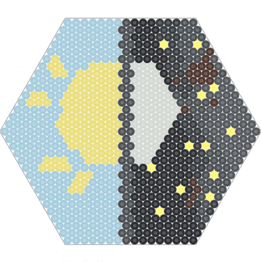 SUN AND MOON - gray, light blue, yellow