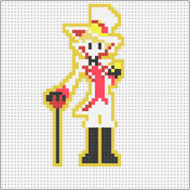 Lucifer - lucifer morningstar,hazbin hotel,character,animated,suit,gentleman,cane,yellow,red,white