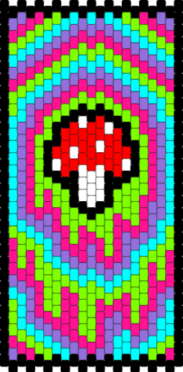 Trippy mushie - green, light blue, pink, purple