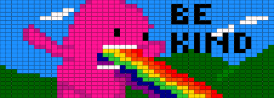 Domo barfing rainbow with be kind - pink,green,light blue