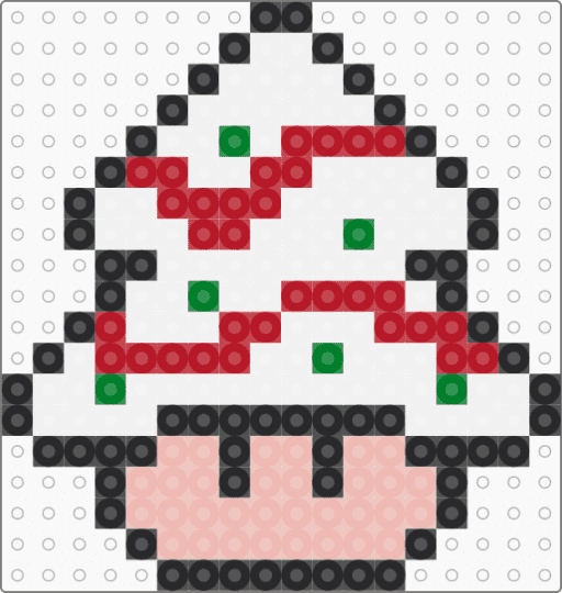 Christmas tree cake Mario mushroom - white,red,beige,mario,mushroom,nintendo,christmas,tree,cake