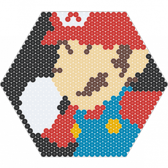 HEX Mario - beige,red,light blue,mario,video game,video games,portrait,hex,hexagon,super mario