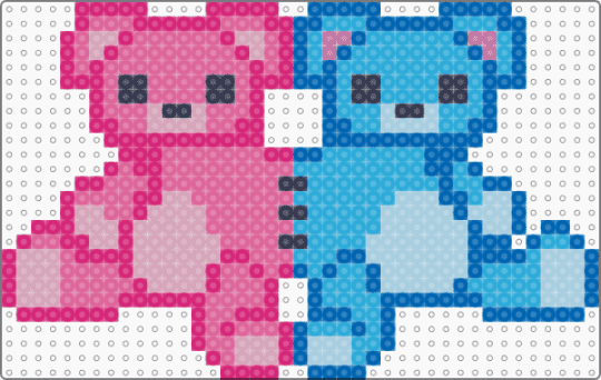 two-headed bear - light blue,pink