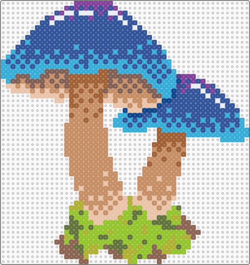 Blue Mushrooms - blue,light blue,tan,green