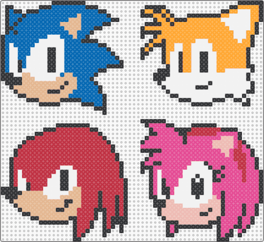 Team Sonic - blue,red,pink,character,sonic,sonic the hedgehog,tails,knuckles,amy rose,gaming,video games