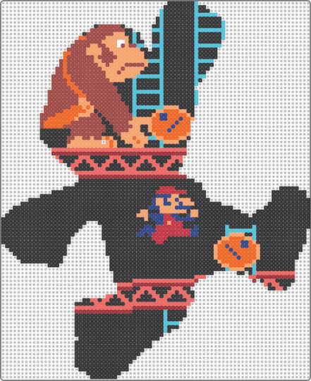 Mario Silhouette (DK) - black,red,orange,character,mario,donkey kong,arcade,retro,silhouette,video games,gaming