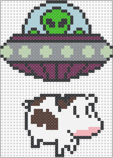 UFO Hanger - light blue,pink,gray,cotdaliens,alien,alien abduction,cow,ufo,flying saucer