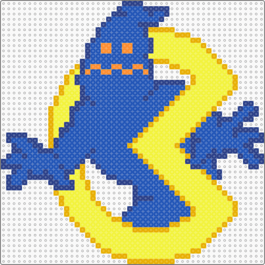 Pac-Man/Ghostbusters Logo - blue,yellow,character,video games,movies,pacman,ghostbusters,retro,arcade,crossover