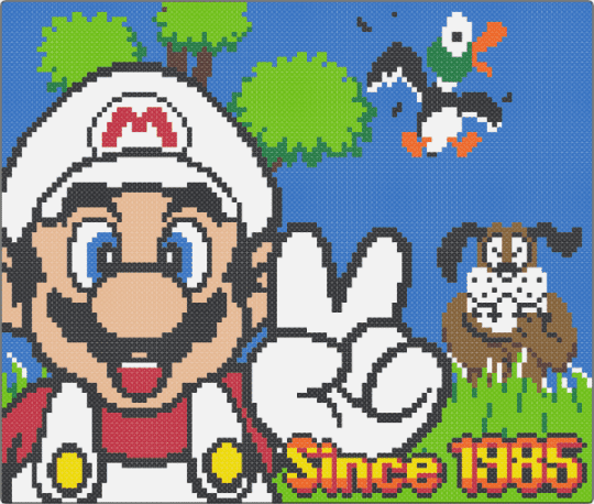 Mario/Duck Hunt Portrait - blue,beige,green,character,mario,duck hunt,nintendo,retro,gaming,video games,nes