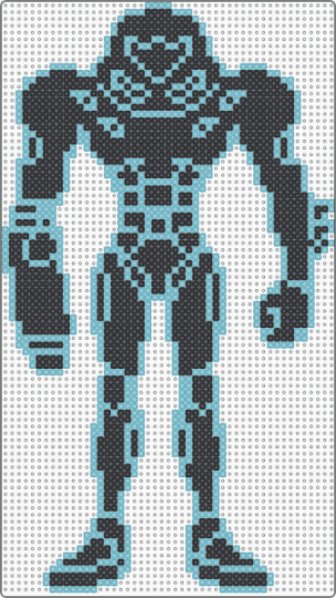 Samus Outline (Fusion) - aran, black, character, fusion, gaming, light blue, metroid, nintendo, samus, video games