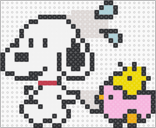 Snoopy Wagon - beige, cartoon, character, comic, cute, peanuts, pink, snoopy, wagon, white, woodstock, yellow