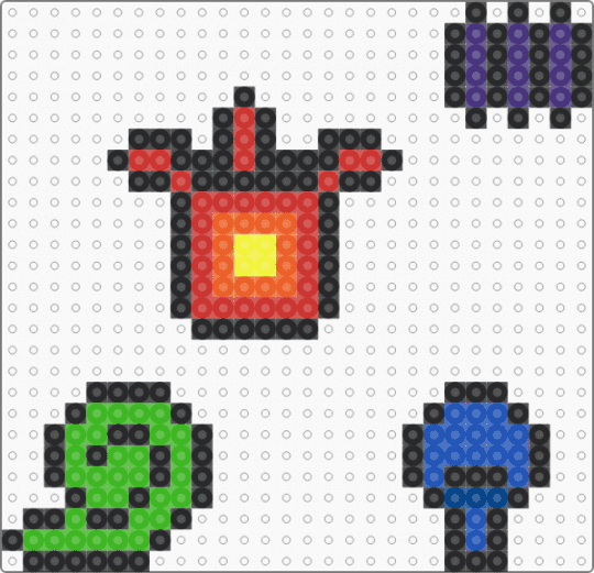 elementos de zelda - black,red,green,blue